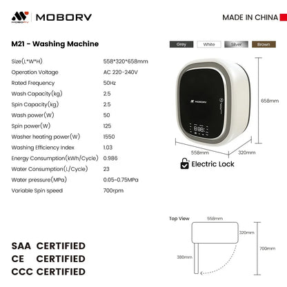 Motorhome RV Caravan Mini Washer Accessory  Mini Wall-Mounted Automatic Front Load Washing Machine